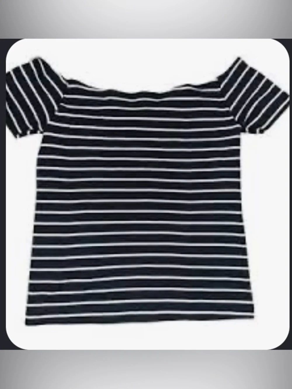 Brandy Melville Black and White Striped Off-Shoulder Tee